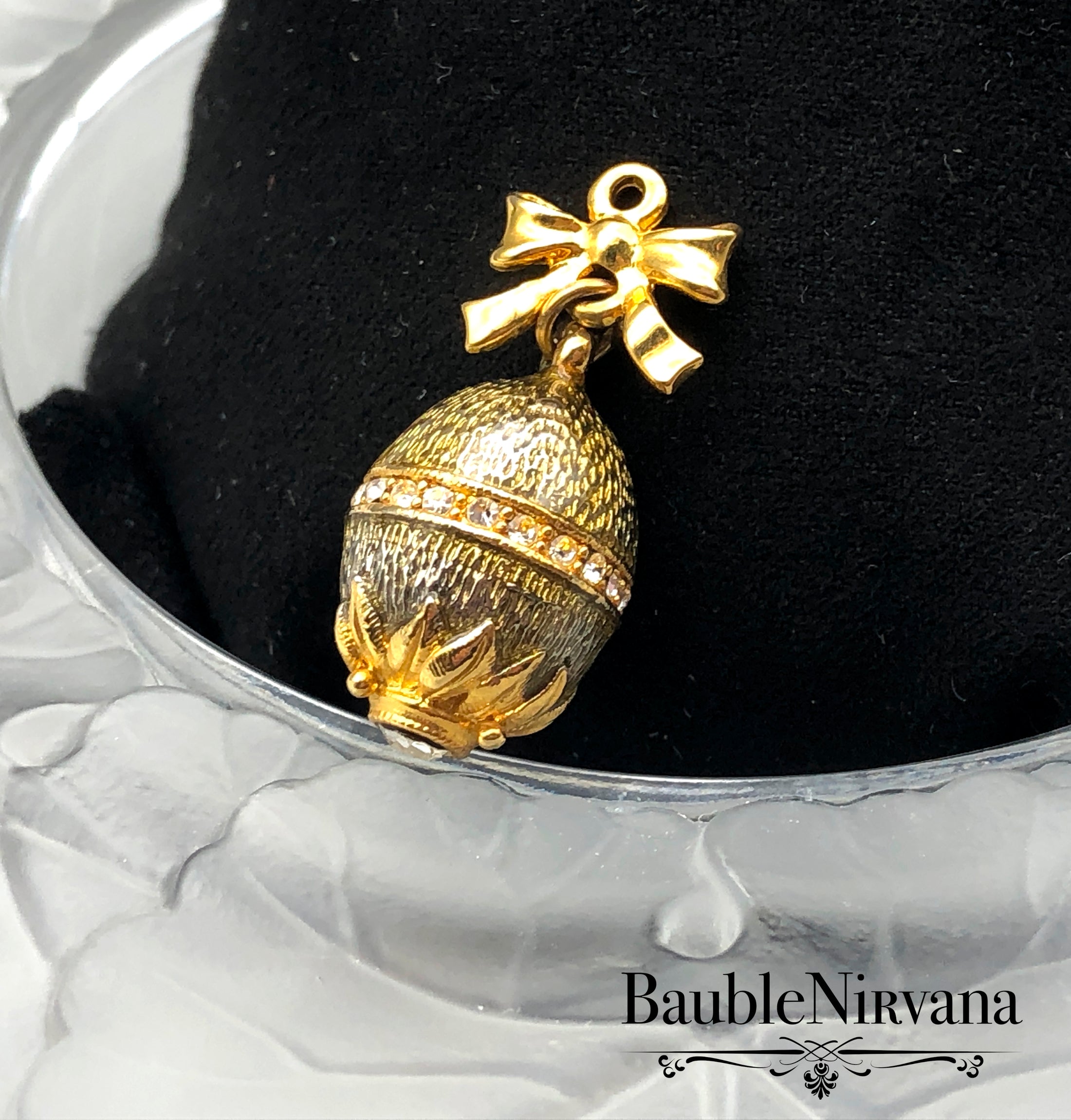 Enamel Jeweled faberge Egg Charm with Bow