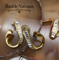 Load image into Gallery viewer, Vintage Swan Signed Swarovski Baguette Crystals Loop Pendant & Earrings Set
