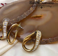 Load image into Gallery viewer, Vintage Swan Signed Swarovski Baguette Crystals Loop Pendant & Earrings Set

