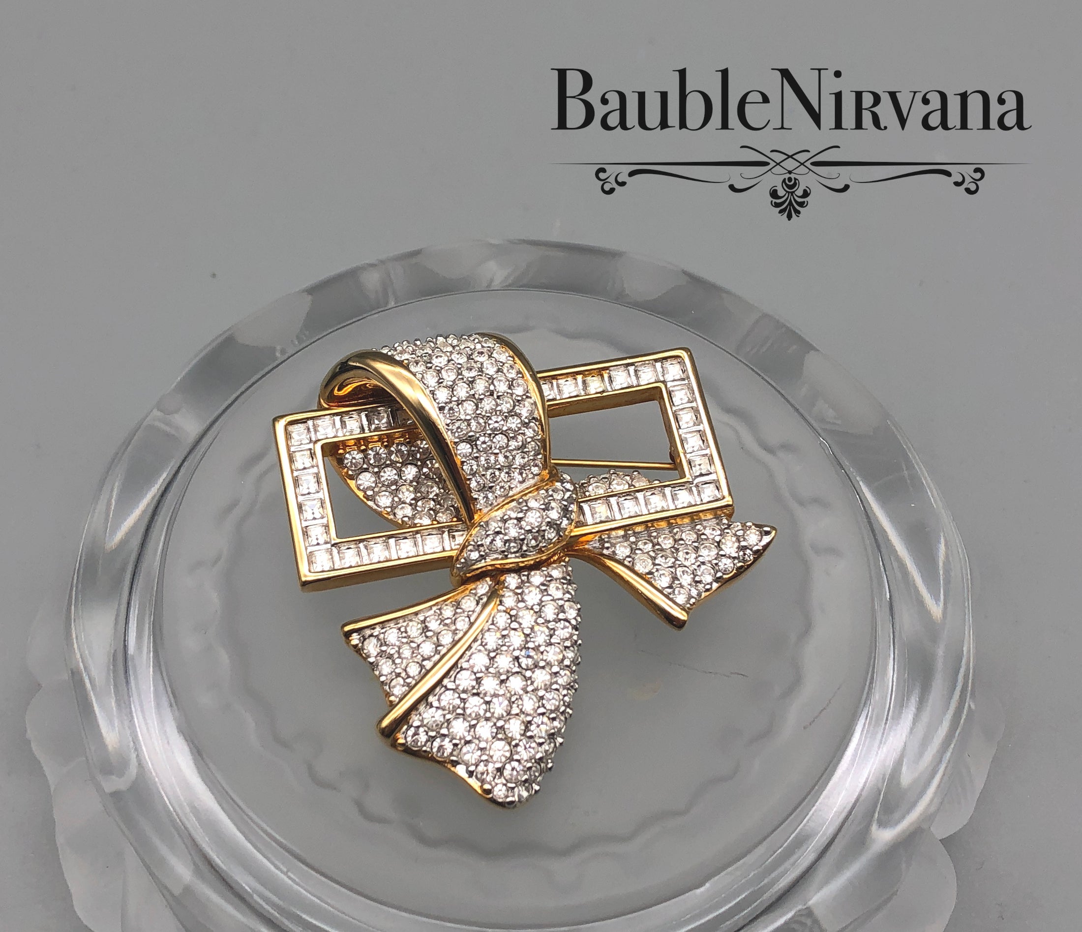 Swarovski Gold Plated & Crystal Bow Pin