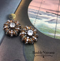 Load image into Gallery viewer, Vintage Hobe Earrings Gold Plated Flowers 
