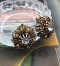 Load image into Gallery viewer, Hobe Large Clip Earrings Flowers with Rhinestones
