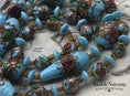 Load image into Gallery viewer, Rare Venetian Art Glass Jeweled Wedding Cake Blue Beads Teardrop Round Elongated
