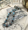 Load image into Gallery viewer, Rare Venetian Art Glass Jeweled Wedding Cake Blue Beads Teardrop Round Elongated
