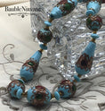 Load image into Gallery viewer, Rare Venetian Art Glass Jeweled Wedding Cake Blue Beads Teardrop Round Elongated
