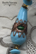 Load image into Gallery viewer, Rare Venetian Art Glass Jeweled Wedding Cake Blue Beads Teardrop Round Elongated

