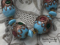 Load image into Gallery viewer, Rare Venetian Art Glass Jeweled Wedding Cake Blue Beads Teardrop Round Elongated

