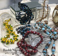 Load image into Gallery viewer, Vintage Double Strand Venetian Foil Art Glass &AB Black Beaded Necklace WOW!!
