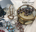 Load image into Gallery viewer, Rare Venetian Art Glass Jeweled Wedding Cake Blue Beads Teardrop Round Elongated
