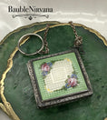 Load image into Gallery viewer, Vintage LaMode Sterling Silver Green/White Guilloche Enamel Compact
