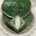 Load image into Gallery viewer, Vintage LaMode Sterling Silver Green/White Guilloche Enamel Compact
