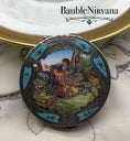 Load image into Gallery viewer, Vintage Italy 800 Silver & Enamel Lovers in the Park Scene Round Powder Compact
