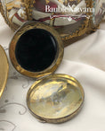 Load image into Gallery viewer, Vintage Italy 800 Silver & Enamel Lovers in the Park Scene Round Powder Compact
