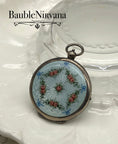 Load image into Gallery viewer, Antique Sterling Silver & Guilloche Enamel Pocketwatch Compact Painted Flowers
