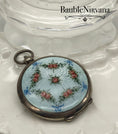 Load image into Gallery viewer, Antique Sterling Silver & Guilloche Enamel Pocketwatch Compact Painted Flowers
