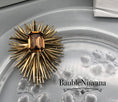 Load image into Gallery viewer, Vintage Trifari Mid Century Modern Atomic Starburst w/Amber Brown Pin Brooch
