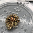 Load image into Gallery viewer, Vintage Trifari Mid Century Modern Atomic Starburst w/Amber Brown Pin Brooch
