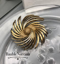 Load image into Gallery viewer, Vintage Crown Trifari Textured & Shiny Gold Swirl Sun Burst Flower Pin Brooch
