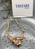 Load image into Gallery viewer, Vintage Retro Trifari Pink Oval Cabochon Modern Look Flat Serpentine Necklace
