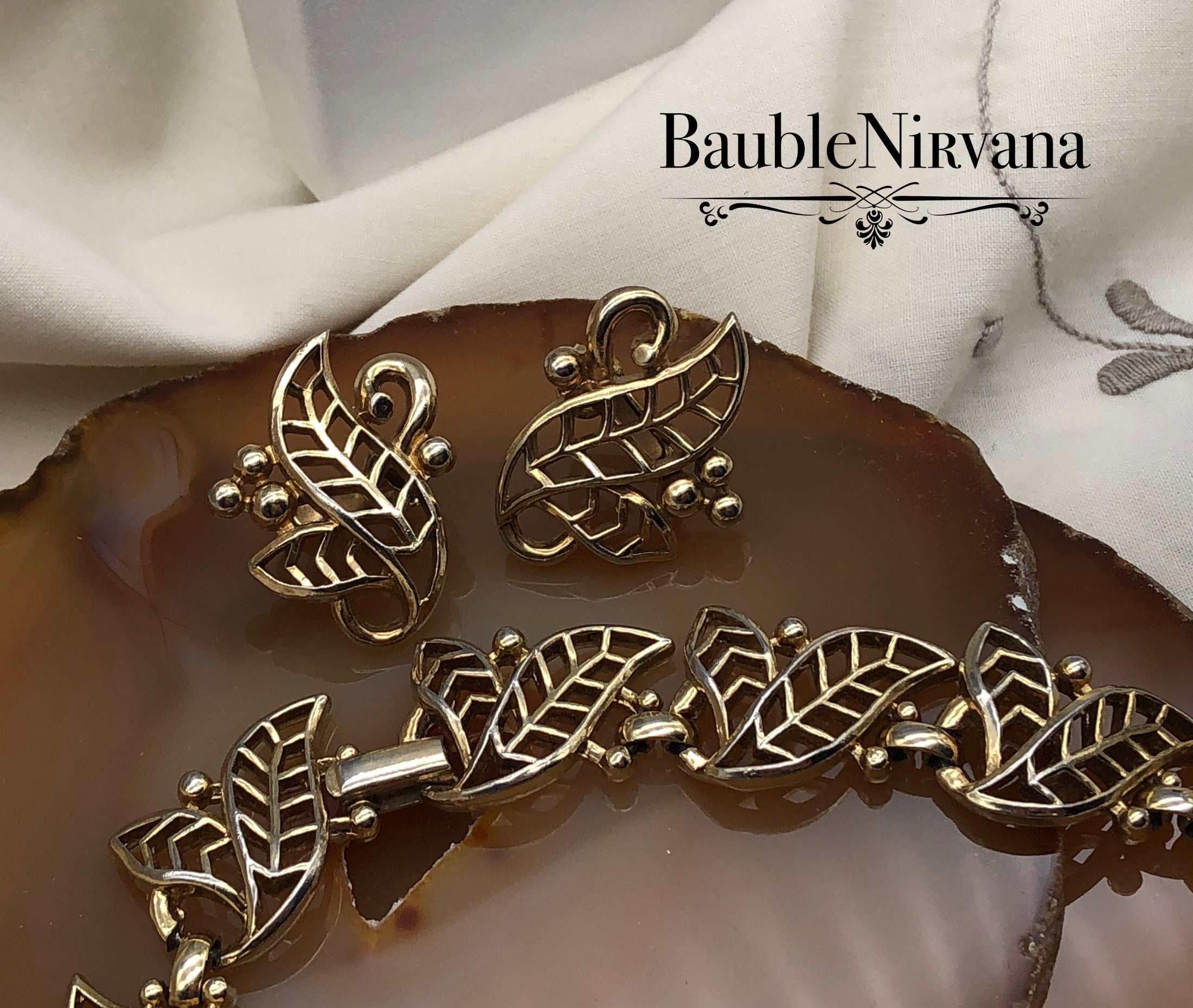 Trifari Parure Leaf Set