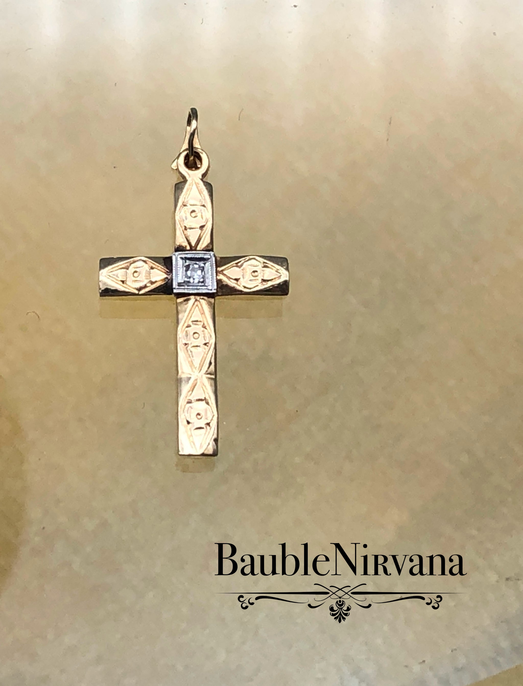 Gold & Diamond Religious Cross Pendant