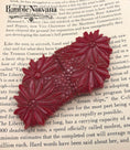 Load image into Gallery viewer, Vintage Bakelite Carved Flower Red Belt Buckle
