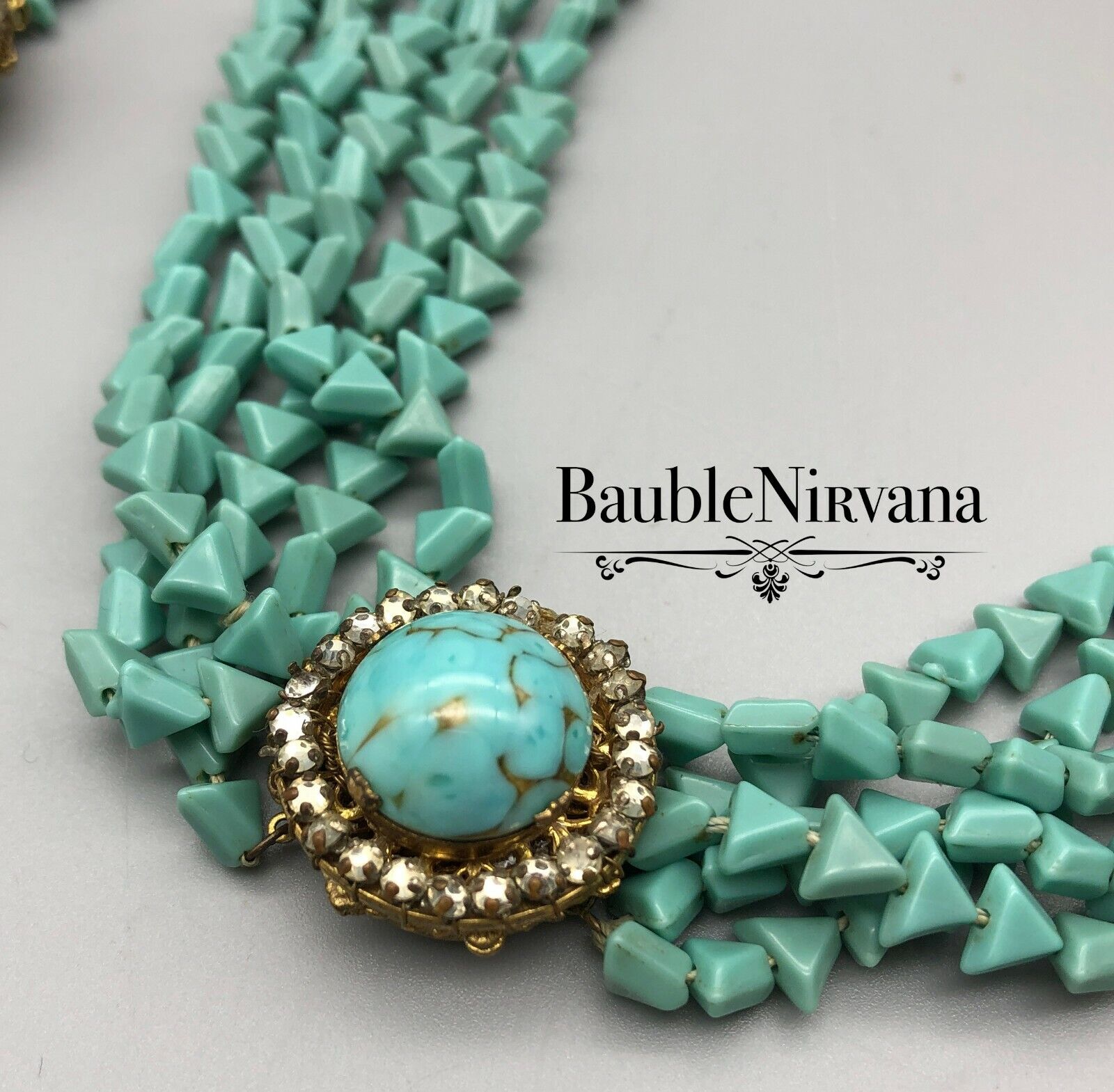 Haskell Glass Turquoise Beads Necklace & Bracelet