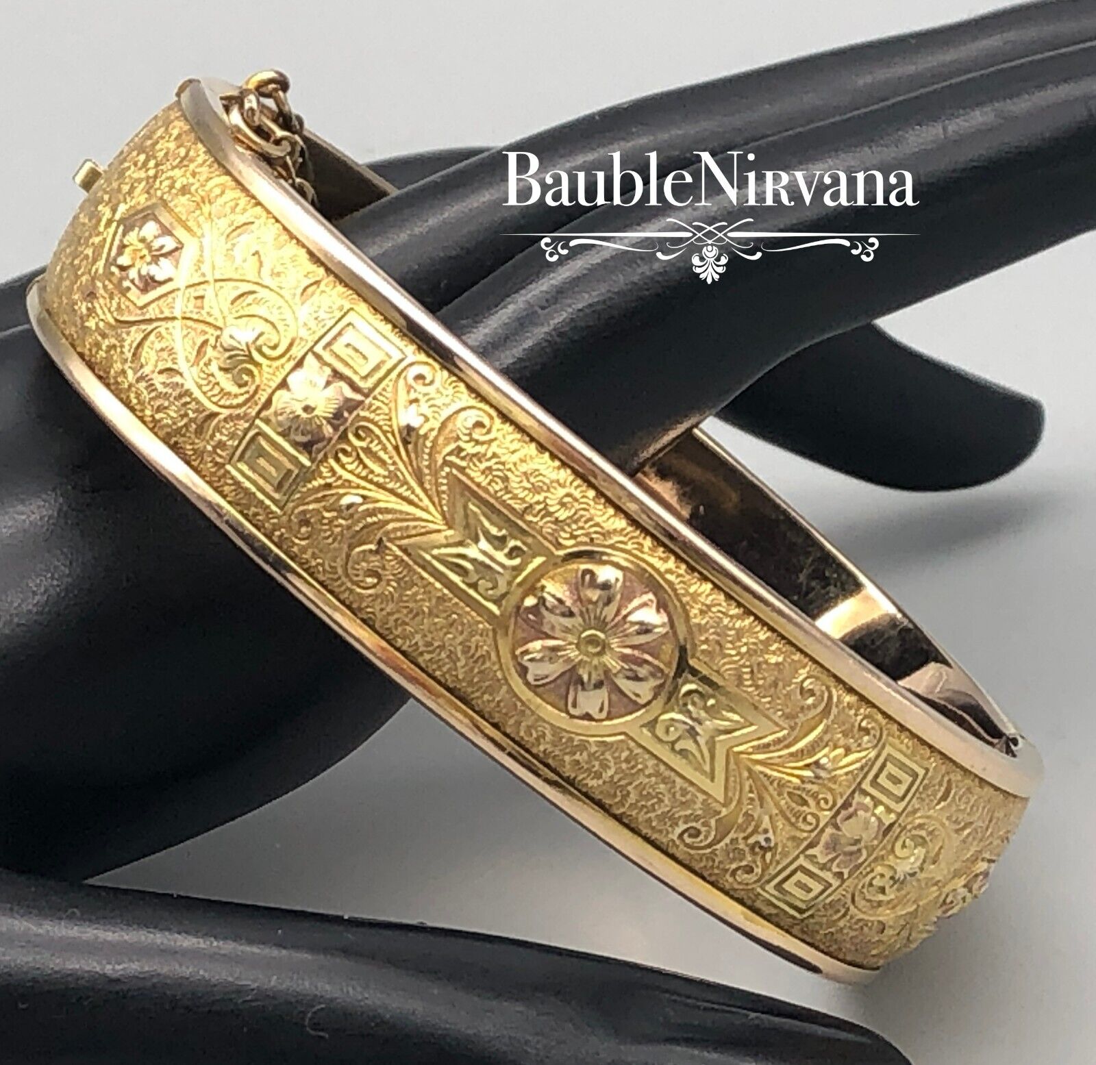 Antique Gold Filled Hinged Bangle Bracelet