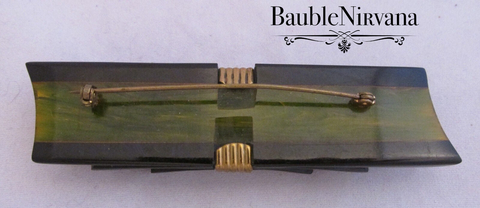 Bakelite Chunky 2 Color Bow Pin Brooch