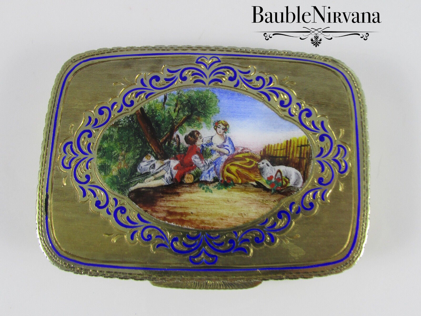 Italy 800 Silver Enamel Powder Compact