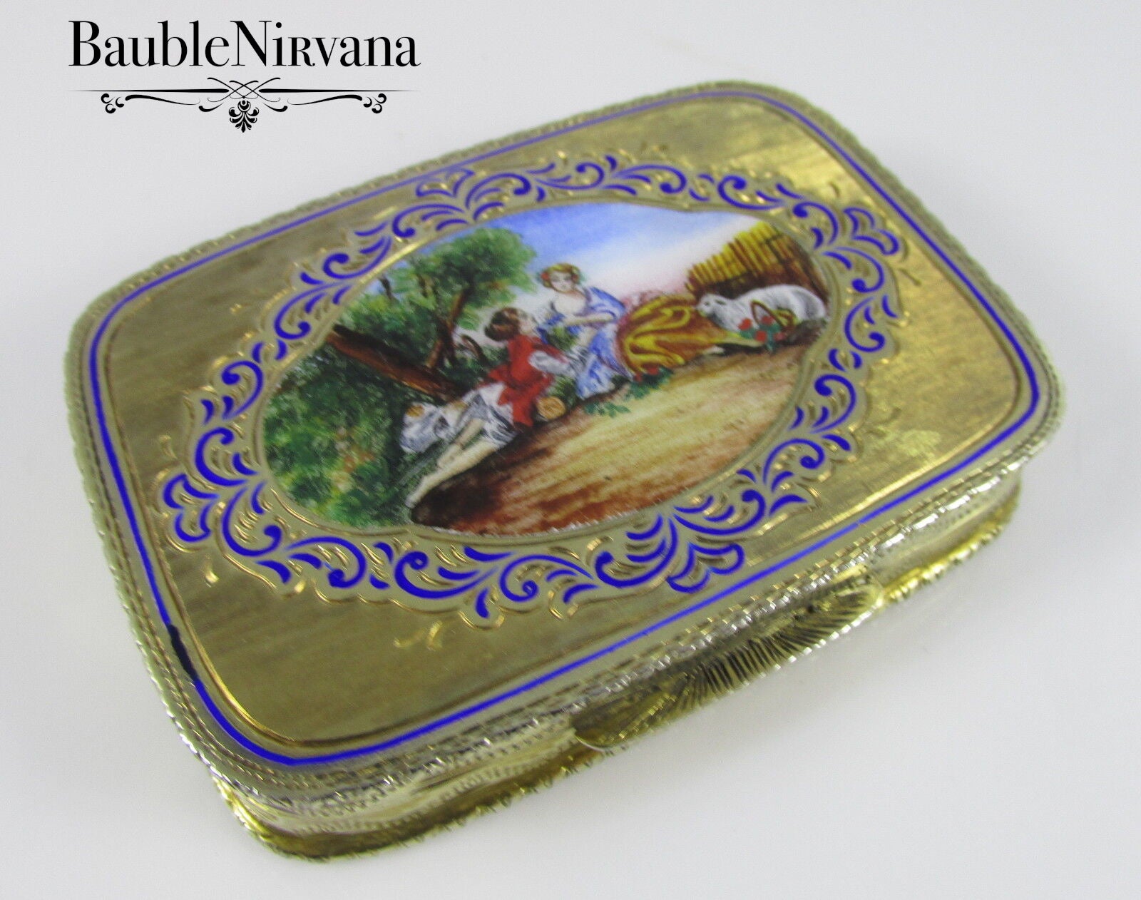 Antique Enamel Powder Compact